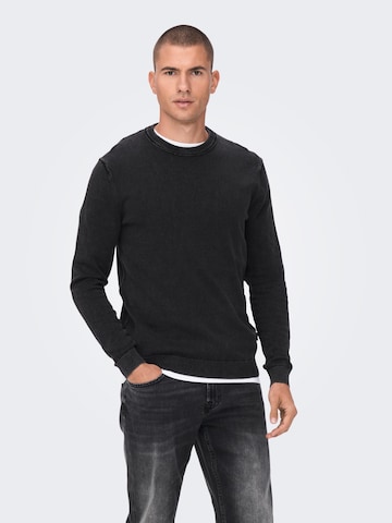 Only & Sons Sweter 'CLARK' w kolorze czarny: przód