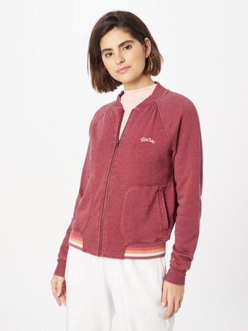 RIP CURL Zip-Up Hoodie in Red: front