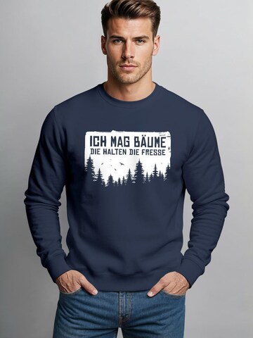 Neverless Sweatshirt 'Ich mag Bäume' in Blue: front