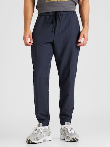 BOSS Tapered Pleated Pants 'Flex' in Blue: front