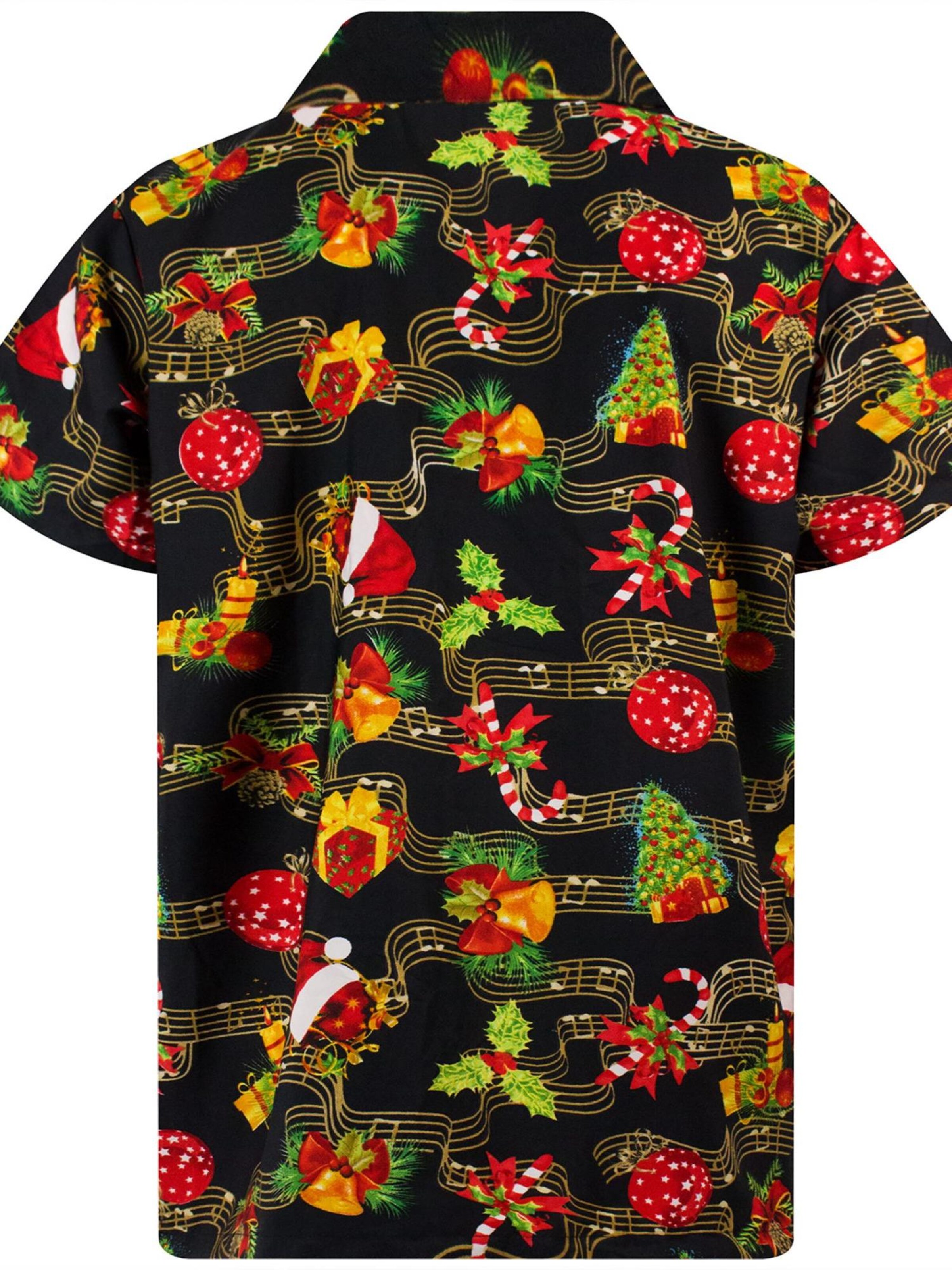 King Kameha Regular Fit Hemd 'Christmas Music'‌‌‌ in Schwarz
