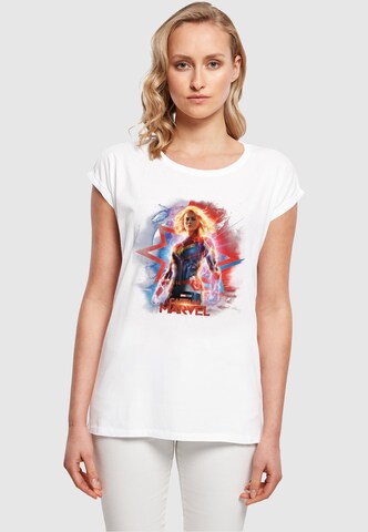 ABSOLUTE CULT Shirt 'Captain Marvel - Poster' in Wit: voorkant