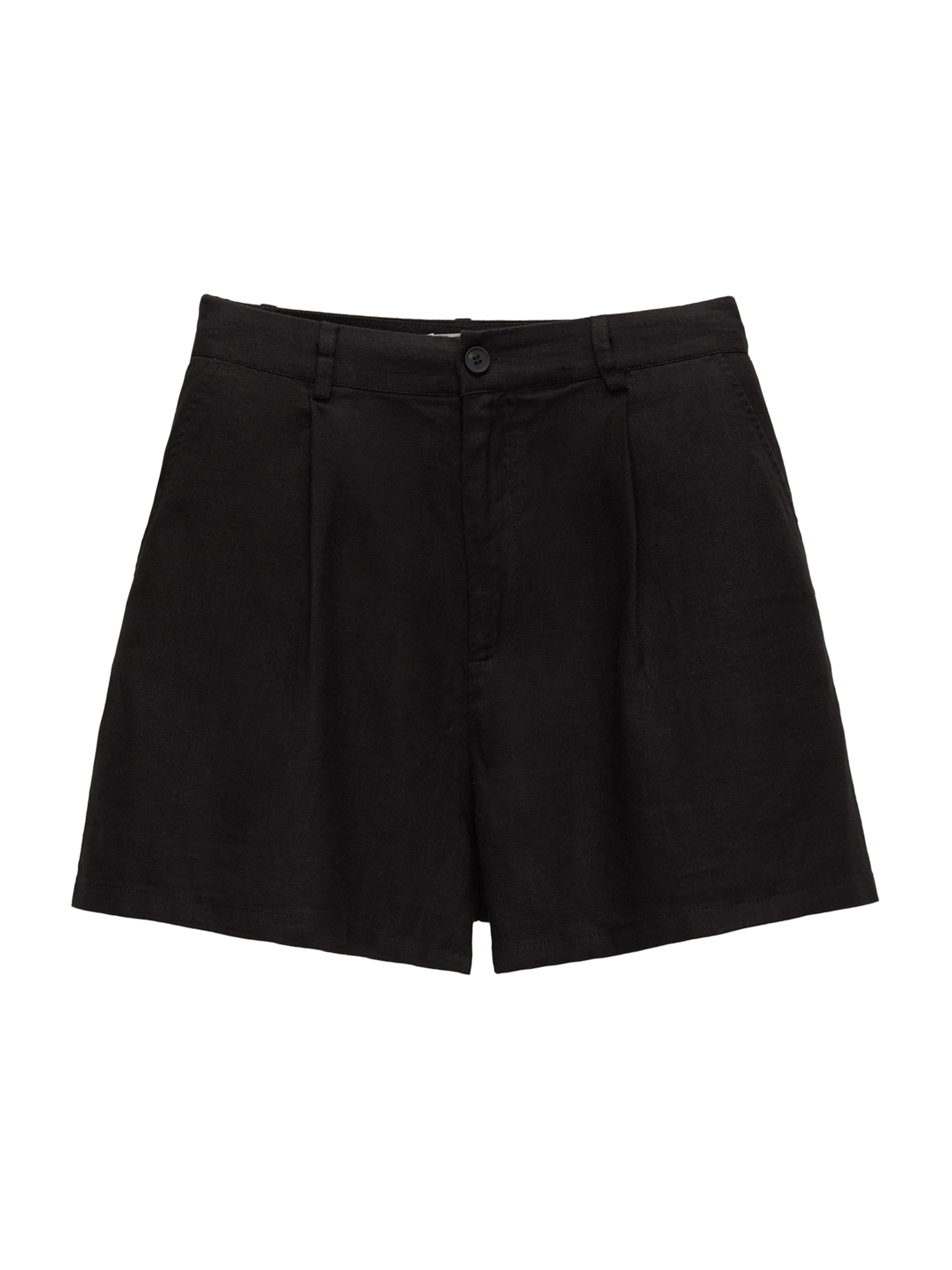 Pull&Bear Loosefit Bandplooibroek in Zwart: voorkant