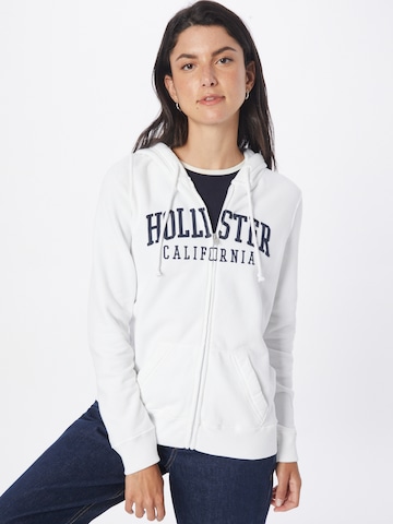 HOLLISTER Ζακέτα φούτερ σε λευκό: μπροστά