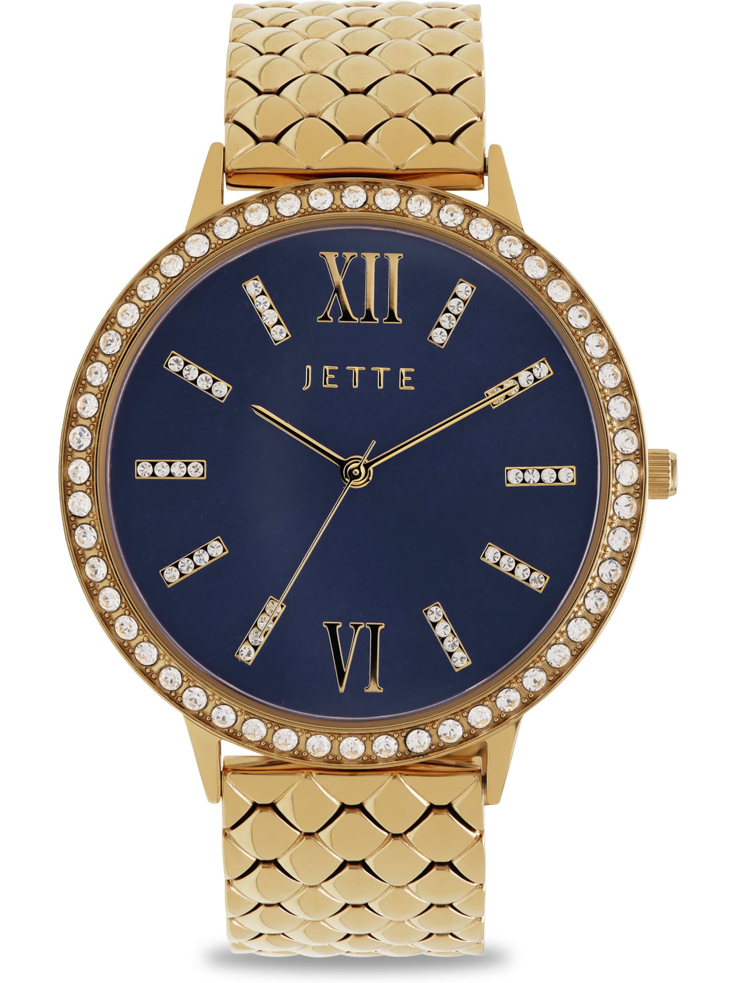 JETTE Analoguhr in navy / goldgelb, Produktansicht
