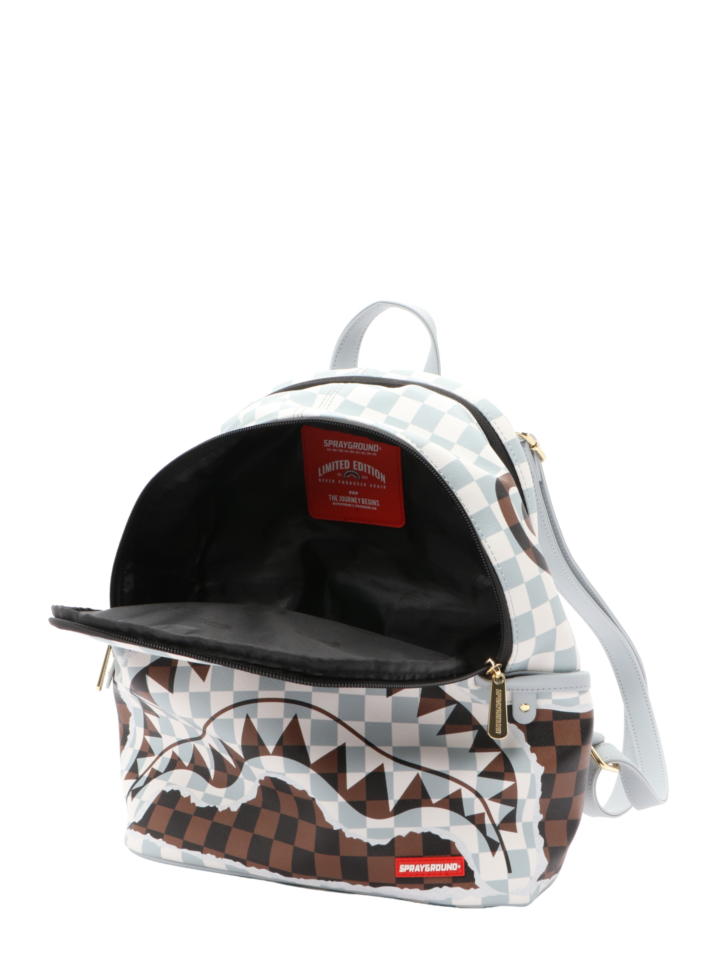 Sprayground Backpack 'CREAM AND BROWN TEAR CHECK SAVAGE' in Mixed colours