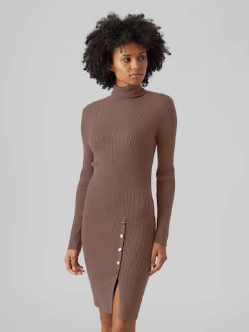 VERO MODA Knitted dress 'ABA' in Brown: front