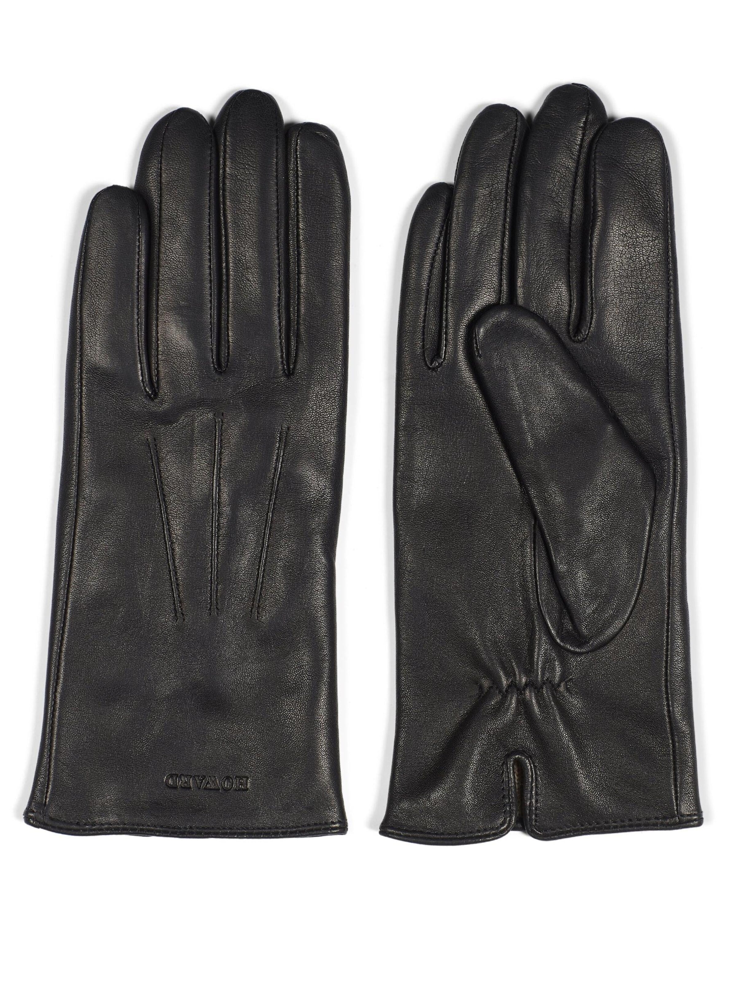 Howard London Vingerhandschoenen 'Women's Leather Gloves Cleo Black' in Zwart: voorkant