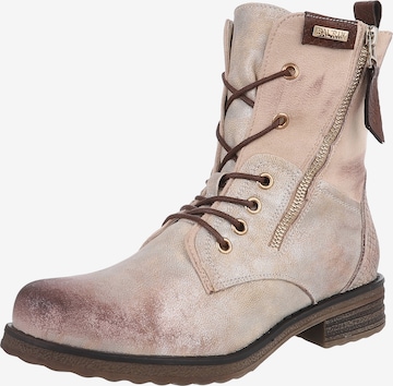 Ital-Design Lace-Up Ankle Boots in Gold: front