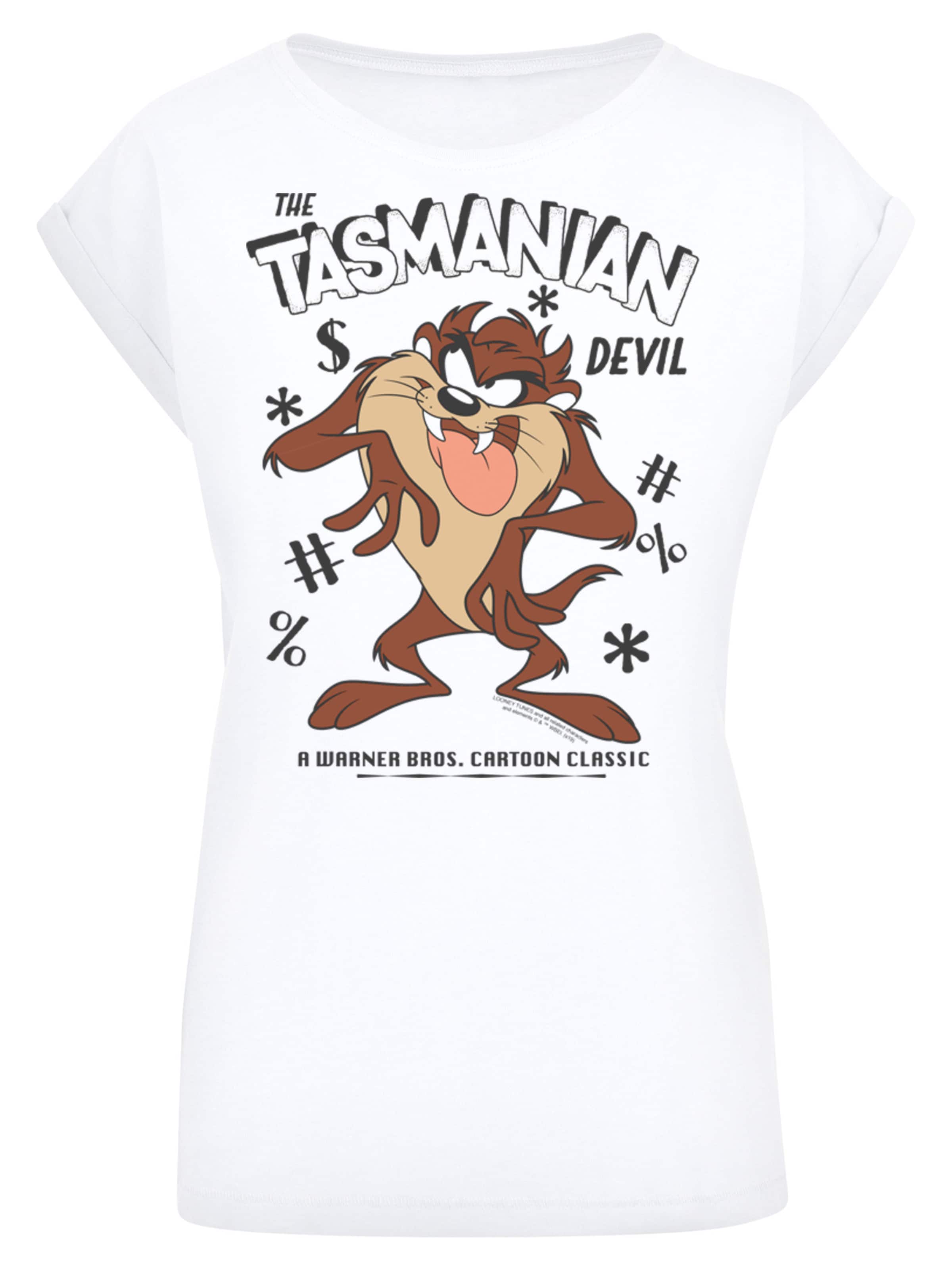 T-shirt 'Looney Tunes Taz Vintage Tasmanian Devil Cartoon' F4NT4STIC en blanc : devant