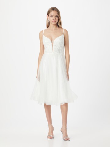 Robe de cocktail Laona en blanc : devant