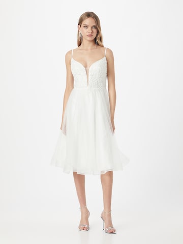 Robe de cocktail Laona en blanc : devant