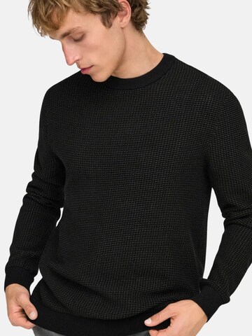 Only & Sons Trui 'ONLY & SONS ONSDAVE REG LS CREW NECK KNIT NOOS MAGLIONCINO' in Zwart