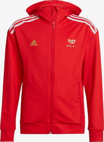 ADIDAS PERFORMANCE Athletic Zip-Up Hoodie in Red: front