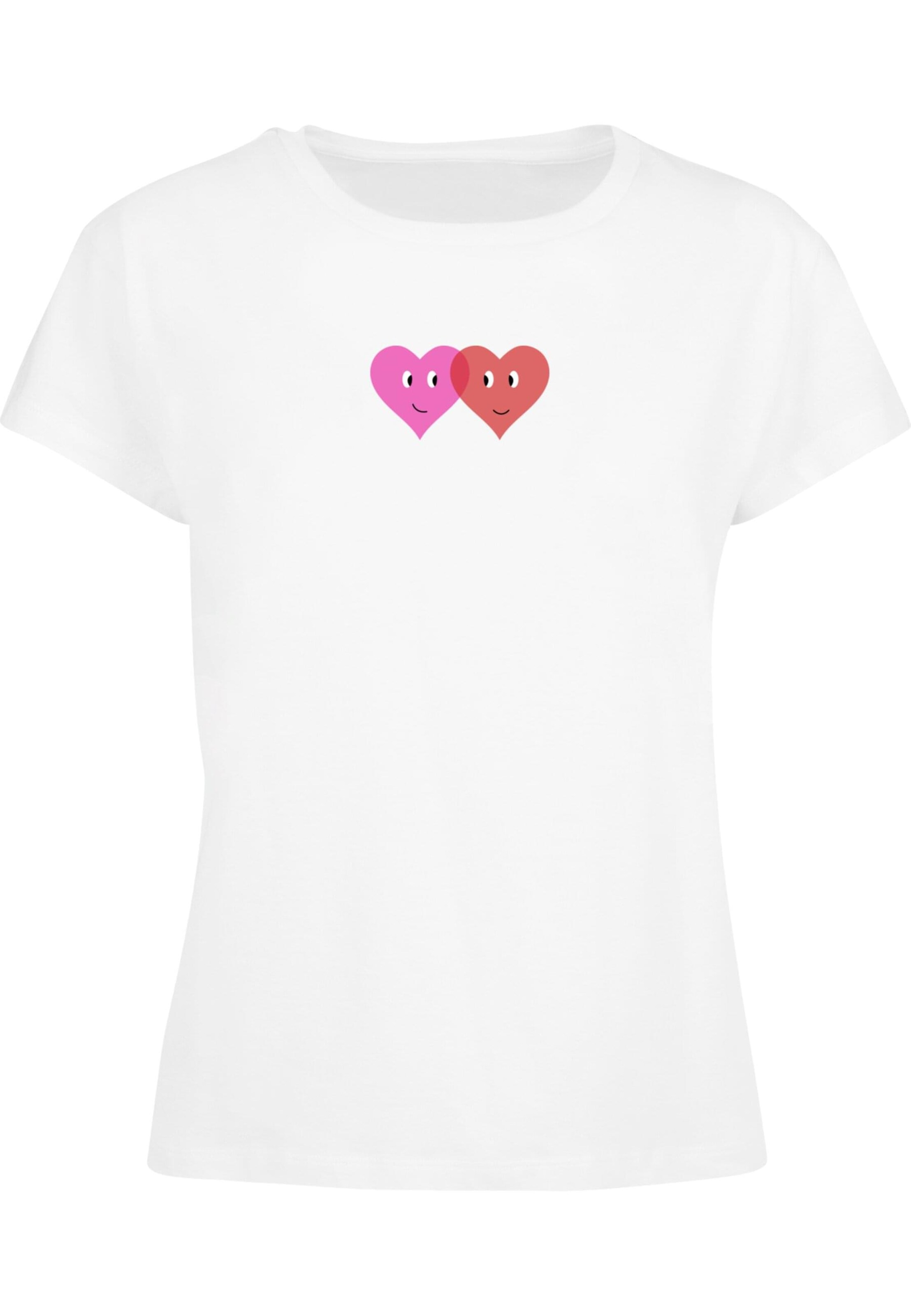 Merchcode Shirt 'Hugs & Love - Two Hearts' in White: front