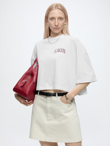balta Calvin Klein Jeans Marškinėliai