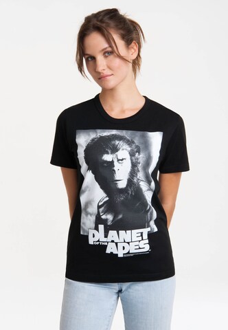 LOGOSHIRT Shirt 'Planet der Affen' in Black: front