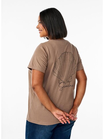 Zizzi T-shirt 'Vevelyn' in Braun