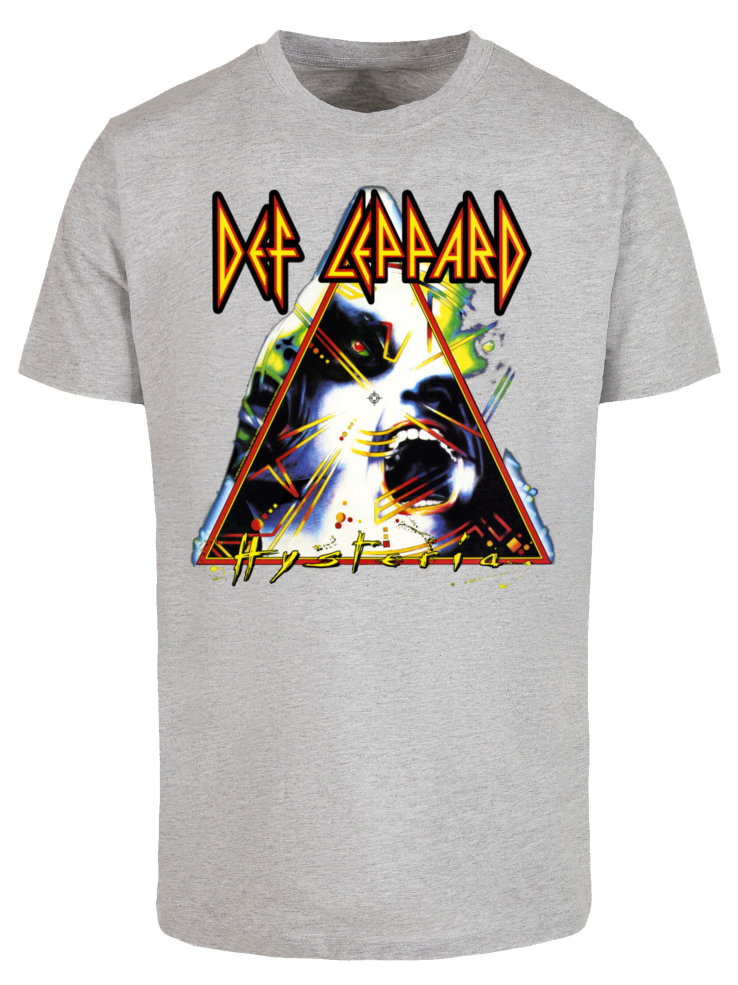 F4NT4STIC Shirt 'Def Leppard Hysteria' in Grijs: voorkant