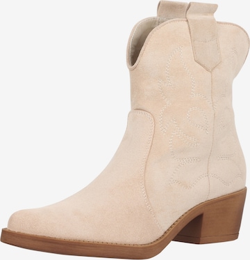Elara Cowboy boot in Beige: front