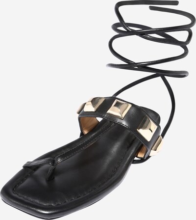 Twinset T-Bar Sandals in Gold / Black, Item view