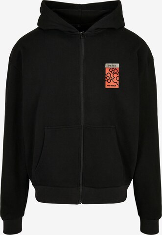 Mister Tee Zip-Up Hoodie in Black: front