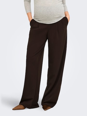 Wide Leg Pantalon à pince 'OLMBang' Only Maternity en marron : devant