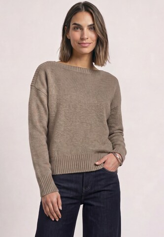 STREET ONE Langarm Pullover mit Boat Neck in Beige: Vorderseite