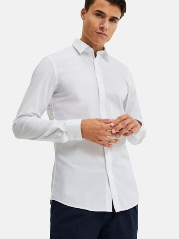 WE Fashion - Ajuste estrecho Camisa en blanco