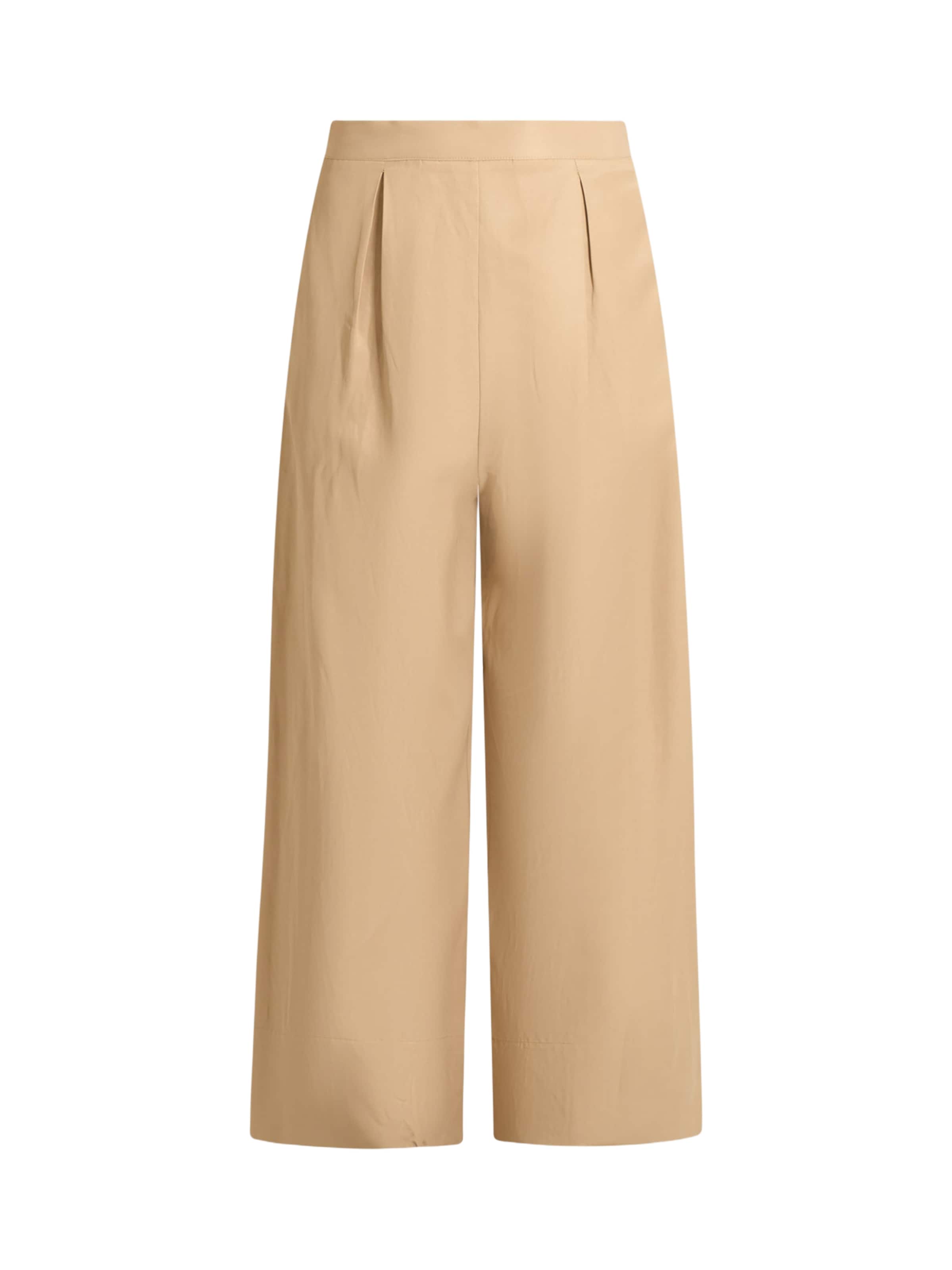 ViCOLO Wide leg Bandplooibroek in Beige: voorkant
