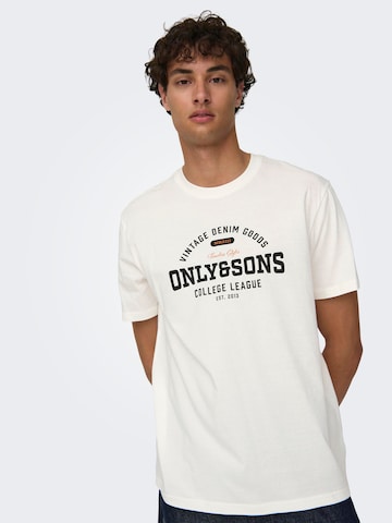Only & Sons T-Shirt 'ONSLenny Life' in Weiß: Vorderseite