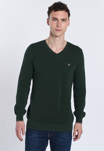 DENIM CULTURE Пуловер ' ROMEO ' в зелено: отпред