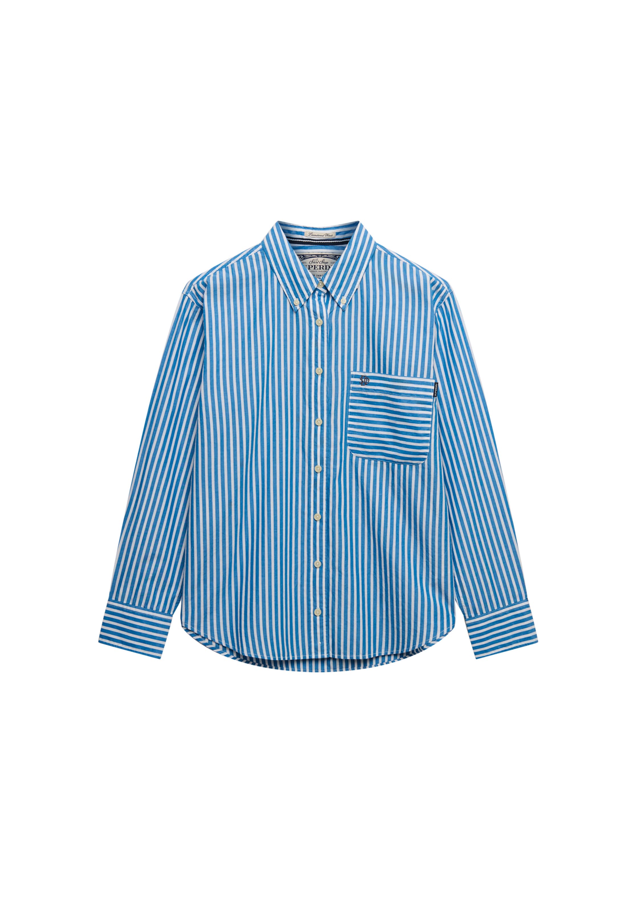 Superdry & Co Bluse 'Poplin' in blau / weiß, Produktansicht