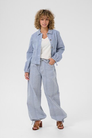 Cream Tapered Trousers 'Berta' in Blue