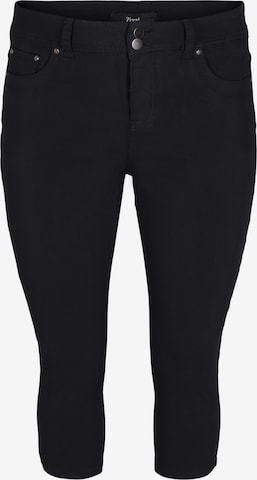 Coupe slim Pantalon 'GRETHA' Zizzi en noir : devant