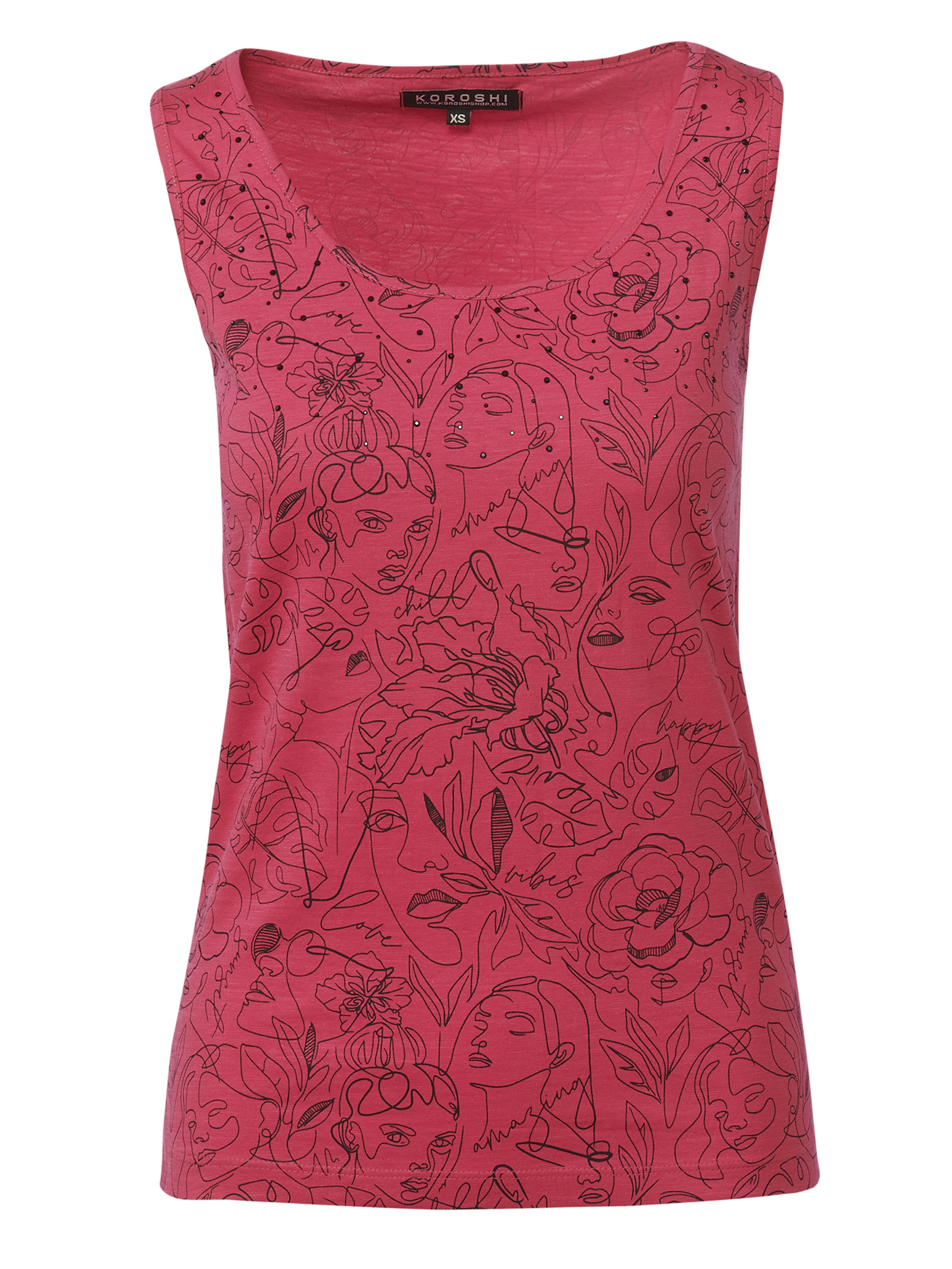 KOROSHI Top 'GURTBAND' – pink: přední strana