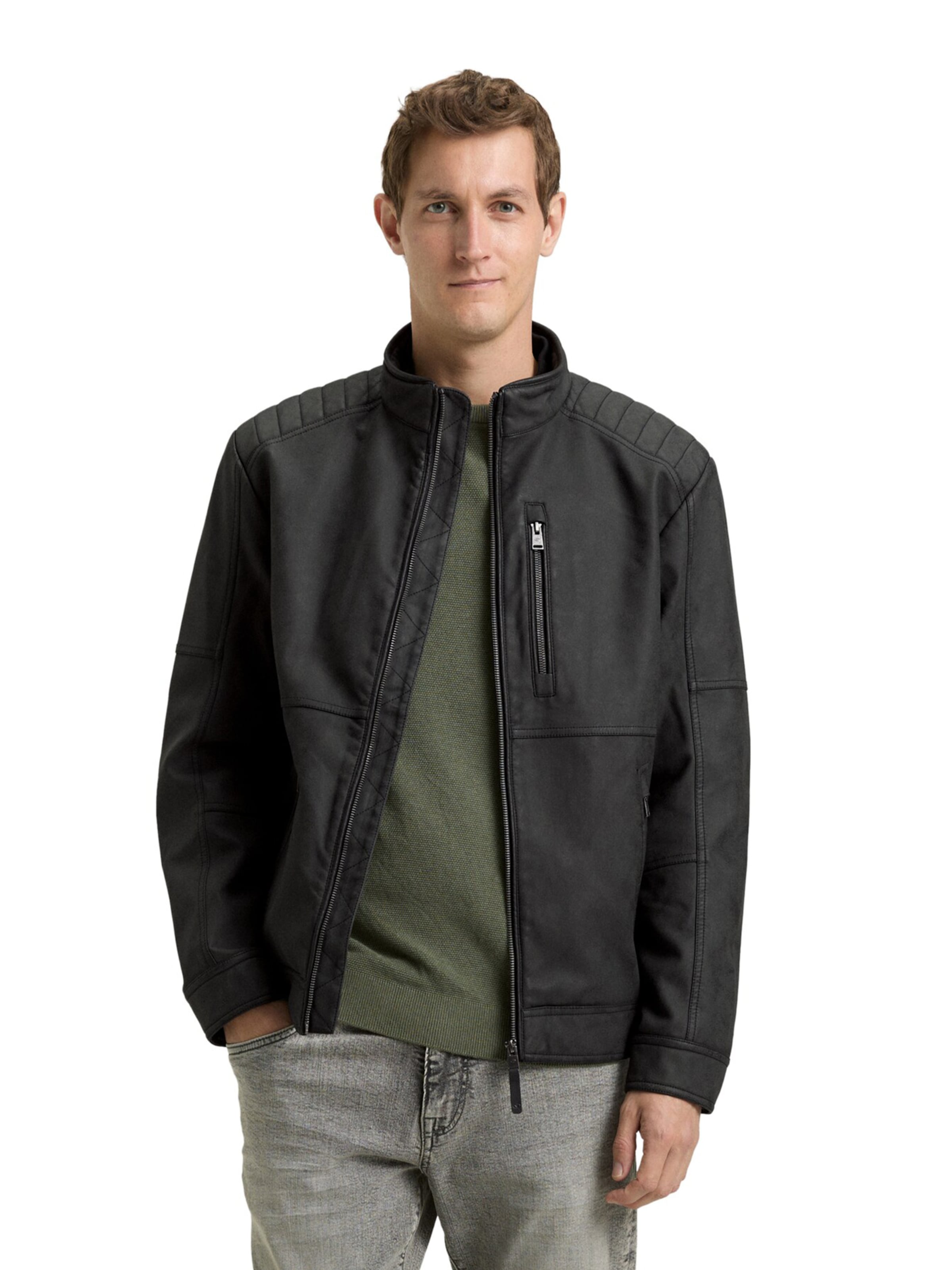 TOM TAILOR Демисезонная куртка в Черный: спереди