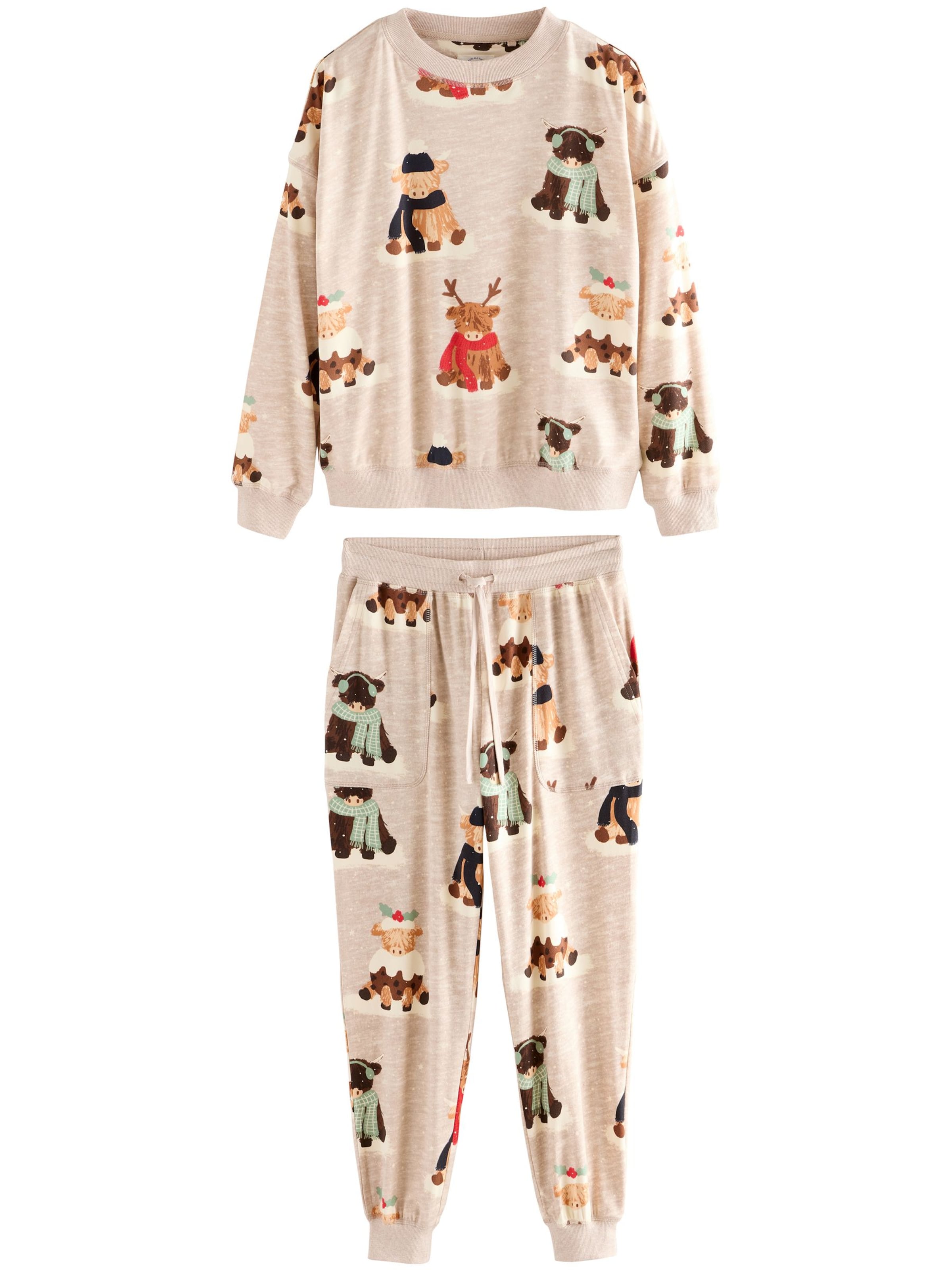 Next Pyžamo 'Christmas' - béžová / hnědá / mátová / krvavě červená, Produkt