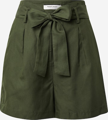 NAF NAF Loose fit Pleat-Front Pants 'MATHILDA' in Green: front