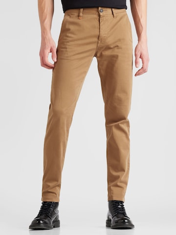 Coupe slim Pantalon chino 'Taber' BOSS Orange en beige : devant