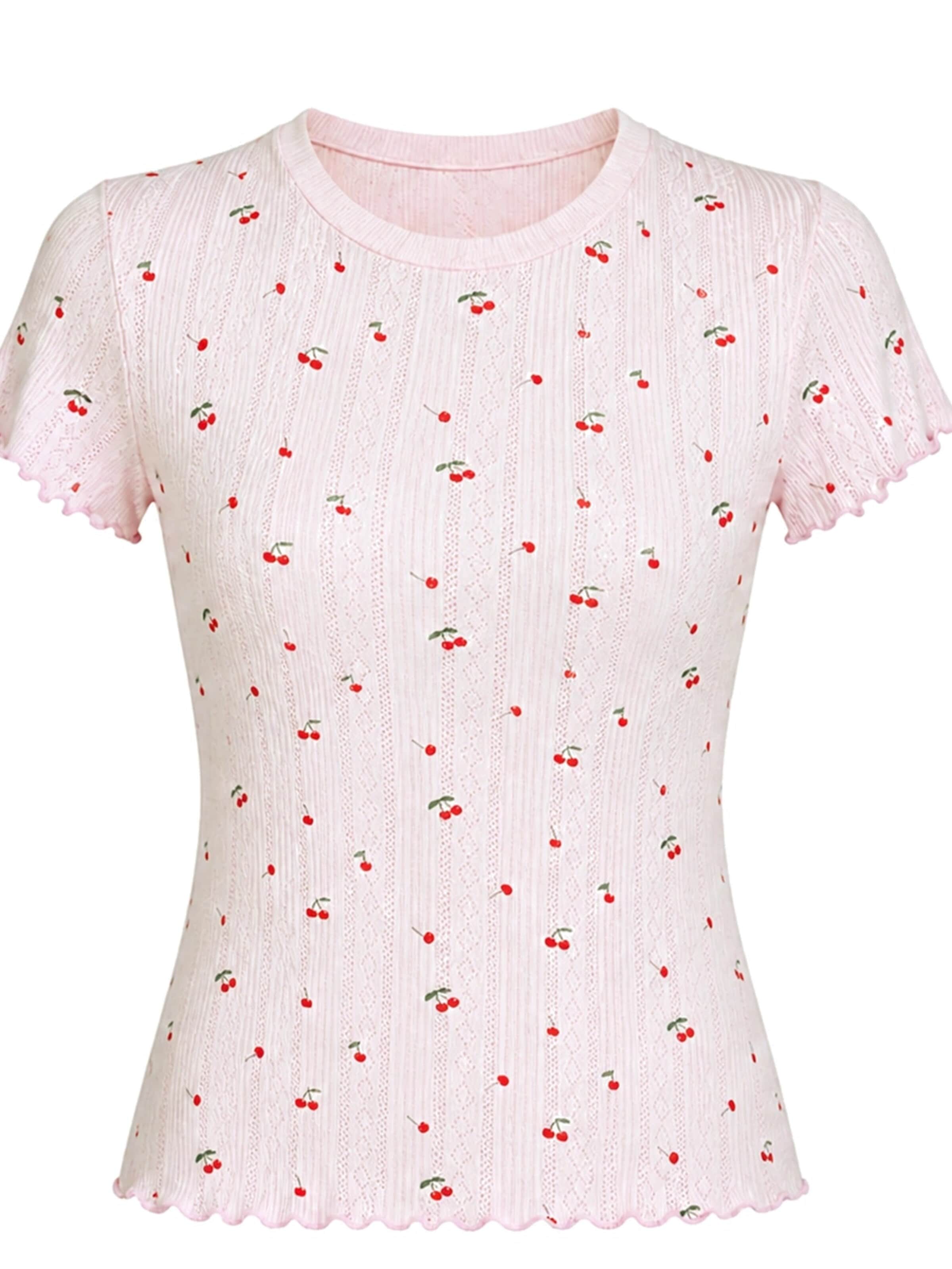 cfab Slaapshirt 'Soft Touch Jacquard Tee' in Roze: voorkant