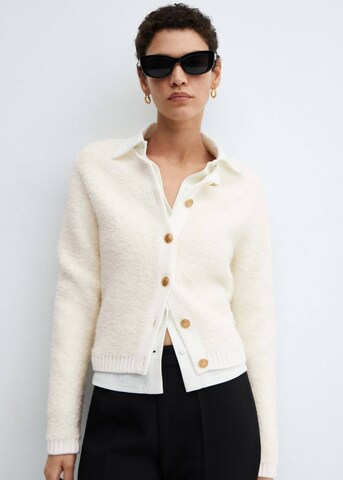 MANGO Knit Cardigan 'Pearl' in Beige: front