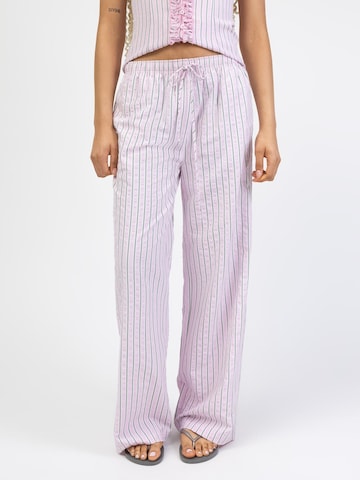 BROKE + SCHÖN Loose fit Pants 'Rosa gestreifte Hose' in Pink: front