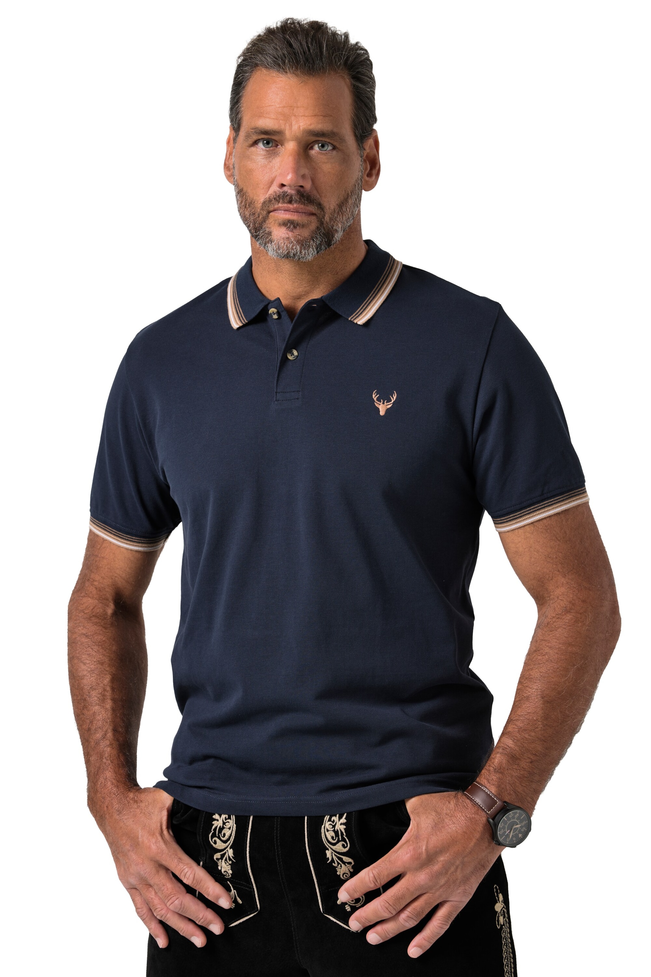 JP1880 Poloshirt in Blau: Vorderseite