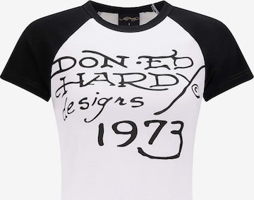 balta Ed Hardy Marškinėliai 'Panther Ringer': priekis