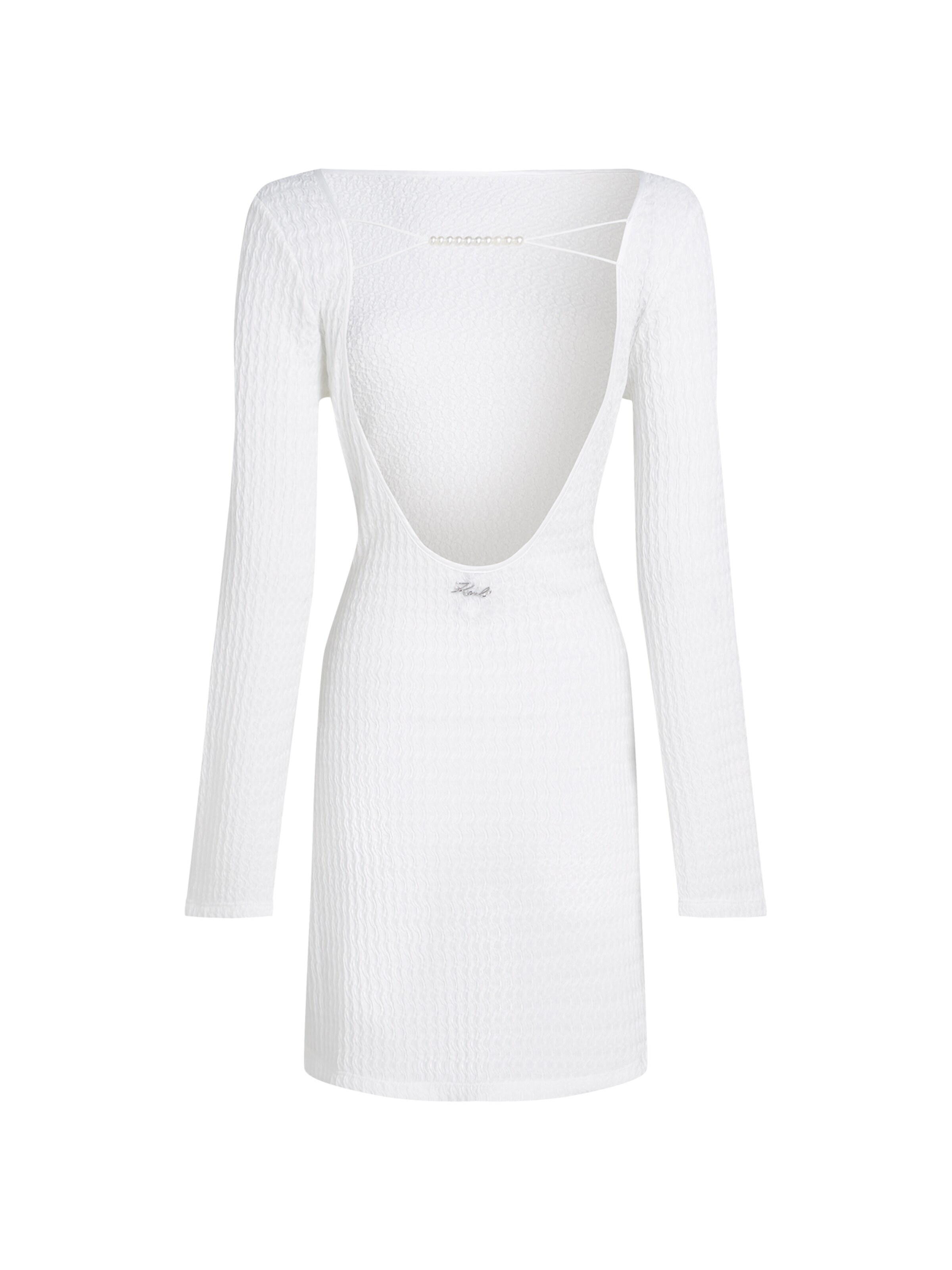 Karl Lagerfeld Plážové šaty ' Mini-Strandkleid mit Struktur und Perlen ' – béžová