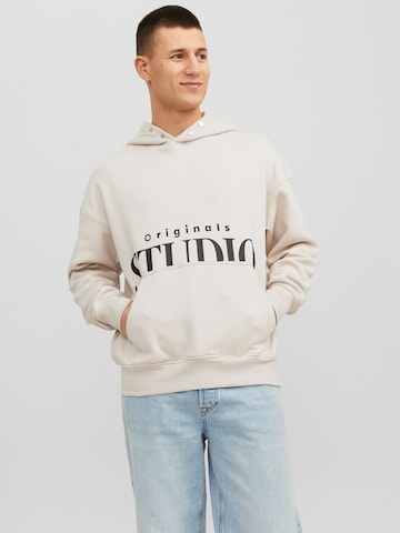 JACK & JONES Sweatshirt 'VESTERBRO BACK' i beige: forside