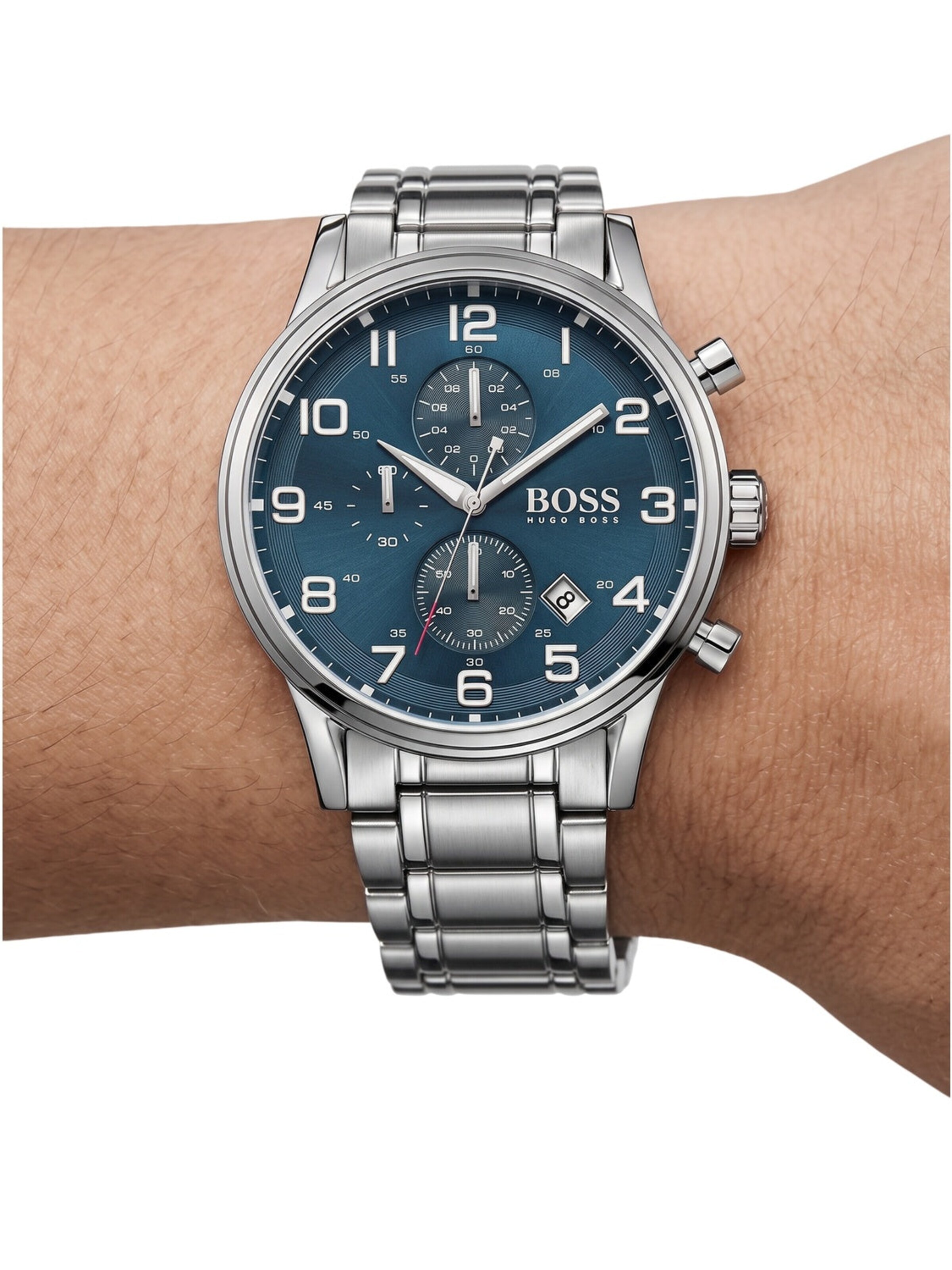 Montre à affichage analogique 'Aeroliner Chronograph 1513183' BOSS en bleu