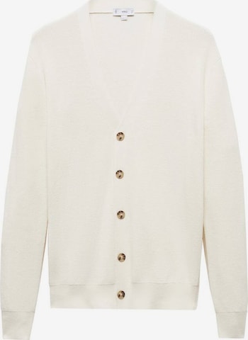 MANGO MAN Knit Cardigan in White: front