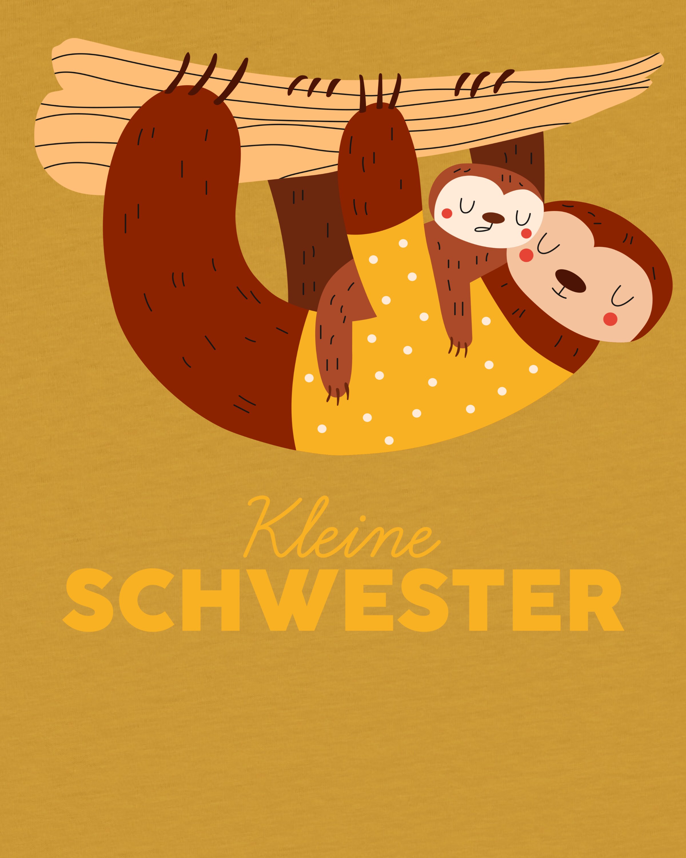 Maglietta 'Faultier Kleine Schwester' di watabout.kids in giallo